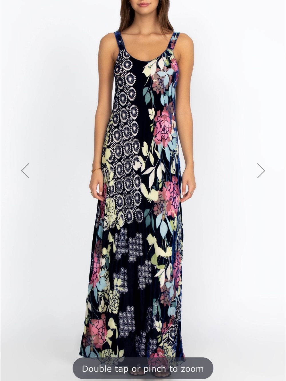 NWT Johnny WAS Sierra Burnout Silk Peony Maxi Dress Velvet Floral Size M